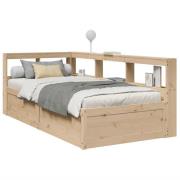 vidaXL Säng med bokhylla utan madrass 90x200cm massiv furu