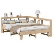 vidaXL Säng med bokhylla utan madrass 140x200cm massiv furu