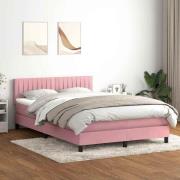 vidaXL Ramsäng med madrass rosa 140x210 cm sammet