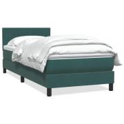 vidaXL Ramsäng med madrass mörkgrön 90x220 cm sammet