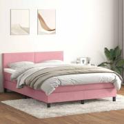 vidaXL Ramsäng med madrass rosa 140x210 cm sammet