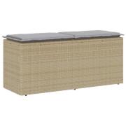 vidaXL Trädgårdsbänk med dyna beige 110x40x44 cm konstrotting