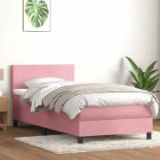 vidaXL Ramsäng med madrass rosa 100x220 cm sammet