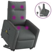 vidaXL Massagefåtölj med uppresningshjälp mörkgrå tyg