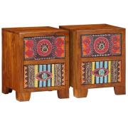 vidaXL Sängbord 2 st 35x35x45 cm massivt trä akacia