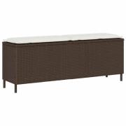 vidaXL Trädgårdsbänk med dyna brun 110x30x40,5 cm konstrotting