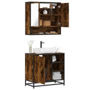 vidaXL Badrumsmöbler set 2 delar rökfärgad ek konstruerat trä