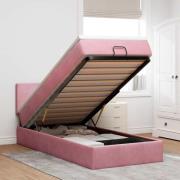 vidaXL Ottoman sängram med madrass rosa 100x200 cm sammet