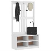 vidaXL Hallträd SANDNES vit 87x40x159,5cm massiv träfuru