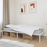 vidaXL Sängram metall vit 90x200 cm