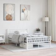 vidaXL Sängram utan madrass vit metall 120x200 cm