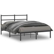 vidaXL Sängram med huvudgavel metall svart 140x190 cm