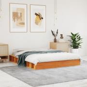 vidaXL Sängram utan madrass vaxbrun 140x190 cm massiv furu