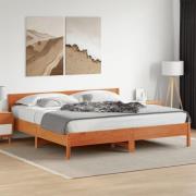 vidaXL Sängram utan madrass vaxbrun 200x200 cm massiv furu