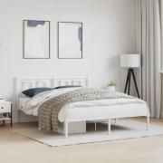 vidaXL Sängram med huvudgavel metall vit 160x200 cm