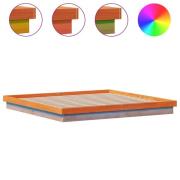 vidaXL Sängram med LED vaxad brun 180x200 cm massiv furu