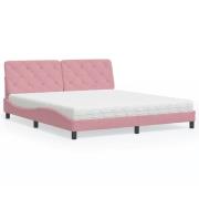 vidaXL Bed with Mattress Pink 180x200 cm Velvet