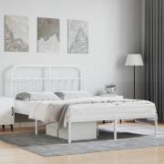 vidaXL Sängram med huvudgavel metall vit 135x190 cm