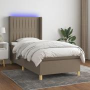 vidaXL Ramsäng med madrass & LED taupe 80x200 cm tyg
