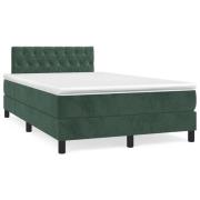 vidaXL Ramsäng med madrass & LED mörkgrön 120x190 cm sammet