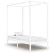vidaXL Sänghimmel utan madrass vit massivt trä 100x200 cm