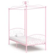 vidaXL Sänghimmel utan madrass rosa metall 100x200 cm