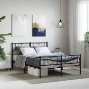 vidaXL Sängram med huvudgavel och fotgavel svart metall 140x190 cm