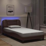 vidaXL Bed Frame with LED without Mattress "Hvar" Brown 100x200 cm