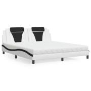 vidaXL Bed "Viana" with Mattress White and Black 180x200 cm Faux Leath...
