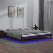 vidaXL Sängram LED honungsbrun 120x190 cm massivt trä