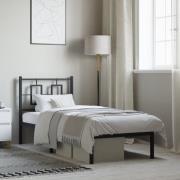 vidaXL Sängram med huvudgavel metall svart 75x190 cm