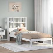 vidaXL Säng med bokhylla utan madrass vit 90x200cm massiv furu