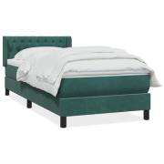 vidaXL Ramsäng med madrass mörkgrön 90x220 cm sammet
