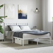 vidaXL Sängram med huvudgavel metall vit 140x190 cm
