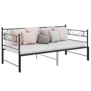 vidaXL Utdragbar sängram bäddsoffa svart metall 90x200 cm