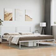 vidaXL Sängram med huvudgavel metall vit 180x200 cm