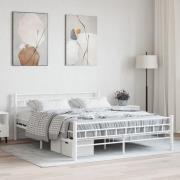 vidaXL Sängram med huvudgavel utan madrass vit 160x200 cm metall