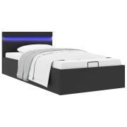vidaXL Sängram hydraulisk förvaring utan madrass LEDs svart 90x200 cm