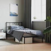 vidaXL Sängram med huvudgavel metall svart 75x190 cm
