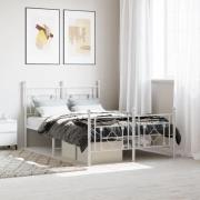 vidaXL Sängram med huvudgavel och fotgavel vit metall 120x190 cm