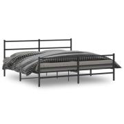 vidaXL Sängram med huvudgavel och fotgavel svart metall 183x213 cm