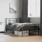 vidaXL Sängram med huvudgavel och fotgavel svart metall 107x203 cm