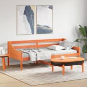 vidaXL Dagbädd utan madrass vaxad brun 90x200 cm massiv furu