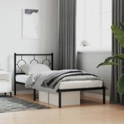 vidaXL Sängram med huvudgavel metall svart 90x190 cm