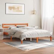 vidaXL Sängram utan madrass vaxbrun 140x190 cm massiv furu