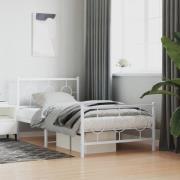 vidaXL Sängram med huvudgavel och fotgavel vit metall 100x190 cm