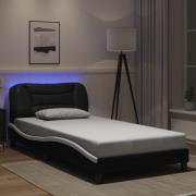 vidaXL Bed Frame with LED without Mattress "Hvar" Black and White 100x...