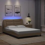 vidaXL Sängram med LEDs utan madrass cappuccino 120x200 cm