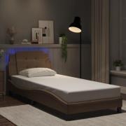 vidaXL Bed Frame with LED without Mattress "Zadar" Cappuccino 90x200 c...