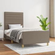vidaXL Sängram utan madrass Taupe 90x200 cm tyg
